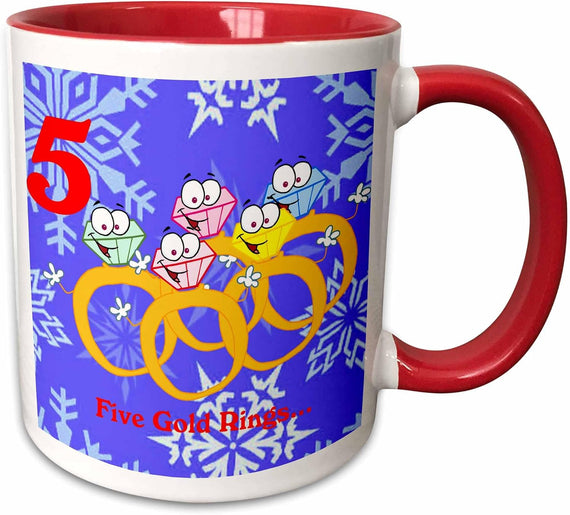 12 Days of Christmas Five Golden Rings Ceramic Mug