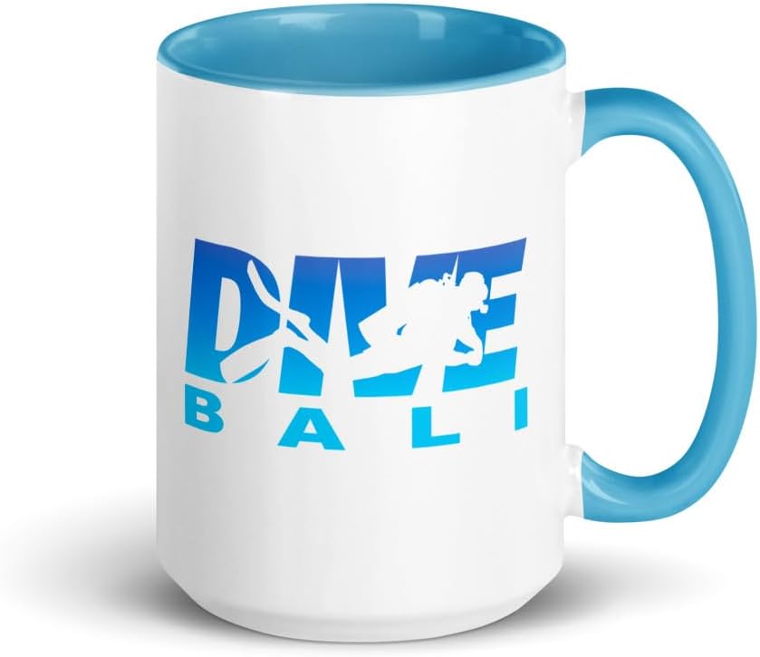 Dive Bali With Scuba Diver Mug With Color Interior Ceramic Mug