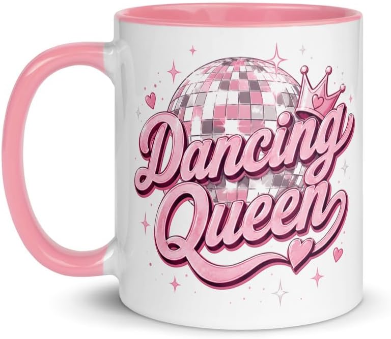 Retro Dancing Queen Disco Ball Mug With Color Inside Ceramic Mug