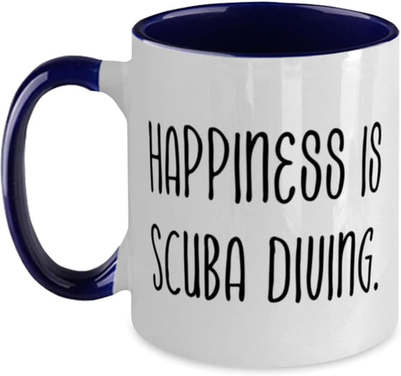 Happiness Is Scuba Diving Bold Text Ceramic Mug