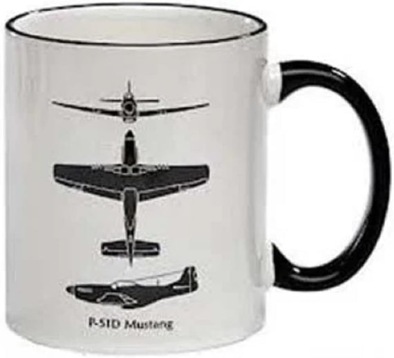 P-51 Mustang Spotter Mug With Black Handle Ceramic Mug