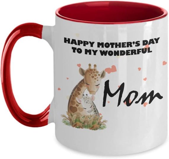 Mom, Happy Mother's Day To My Wonderful Mom, Two Tone Mom Ceramic Mug
