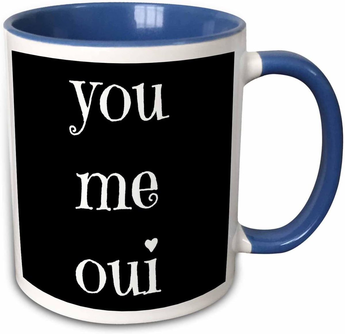 You Me Oui, French Word, Black Background Ceramic Mug