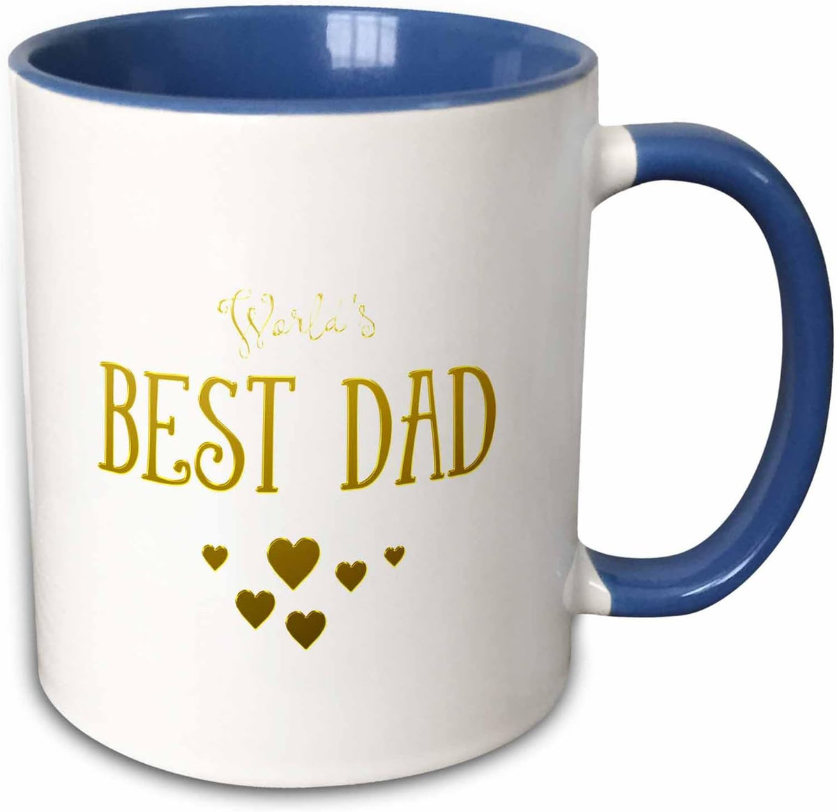 World's Best Dad Gold Hearts Love Gift Ceramic Mug