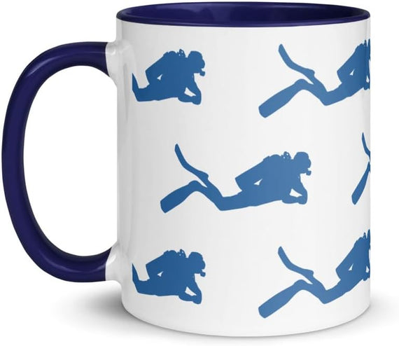 Scuba Diver With Color Interior Ceramic Mug