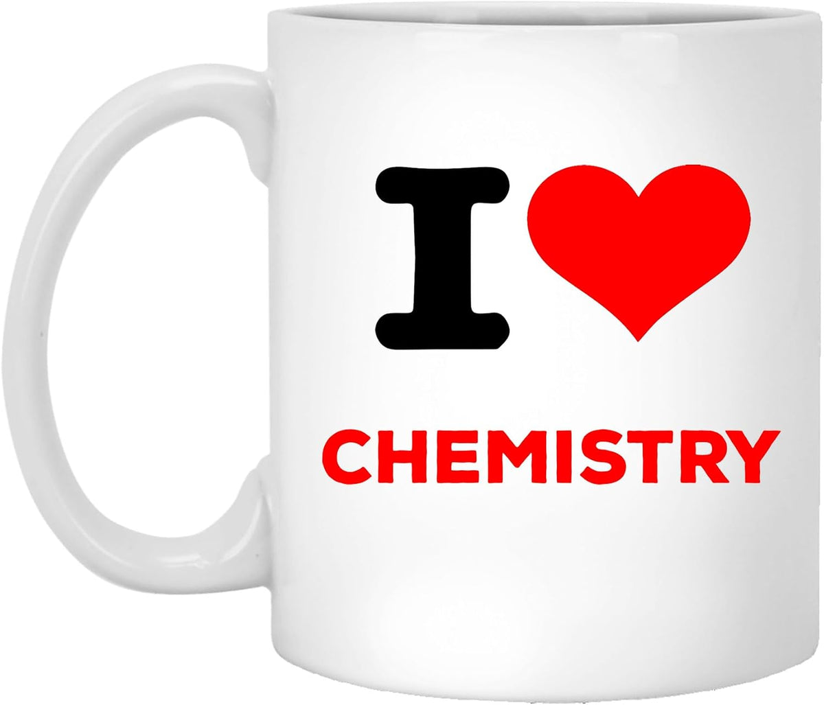 Ceramic I Love Chemistry Mug, White, Double-Sided Print Ceramic Mug