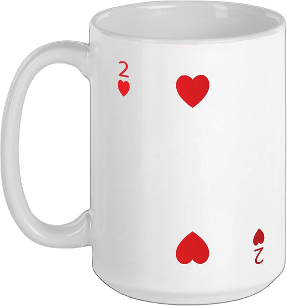 Two (2) Of Hearts Poker Card Playing Card Blackjack Card Ceramic Mug