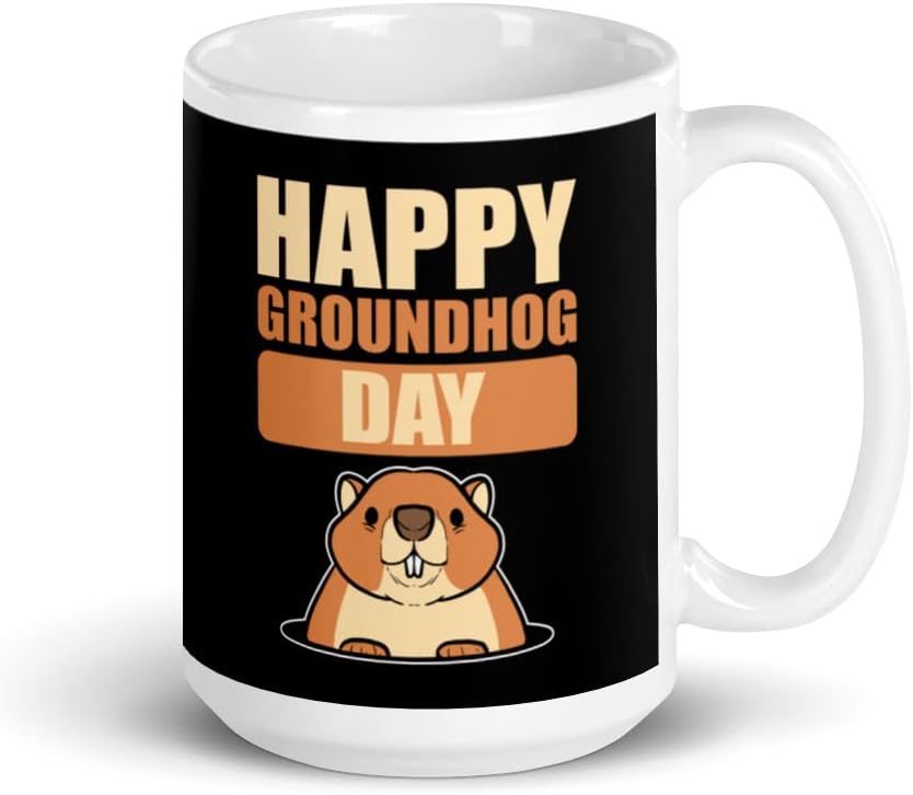 Happy Groundhog Day White Glossy Ceramic Mug