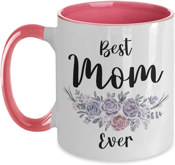Best Mom Ever Two Tone Pink Mug, Mother, From Daughter Ceramic Mug