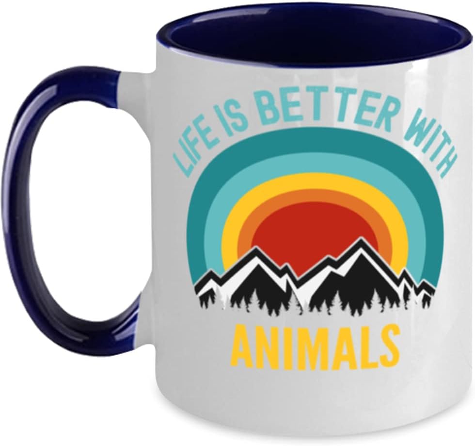 Life Is Better With Animals, Blue Ceramic Mug