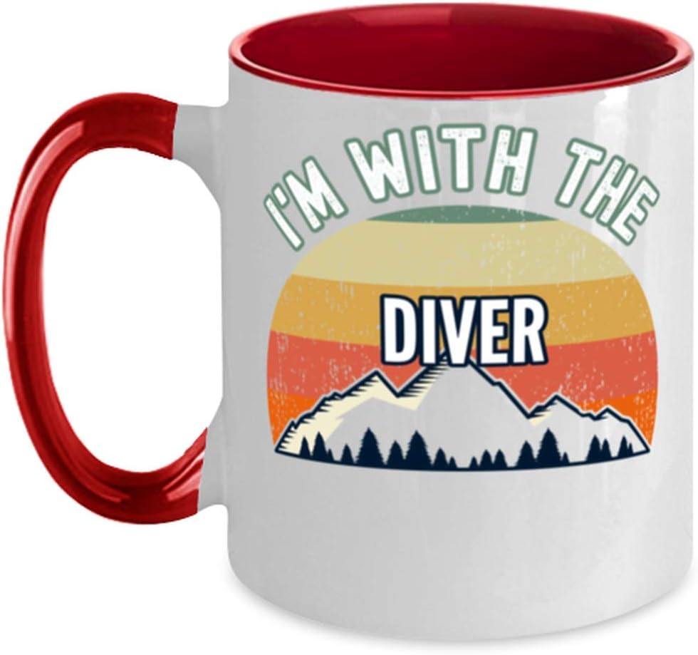 Diver, I'm With The Diver Red Ceramic Mug