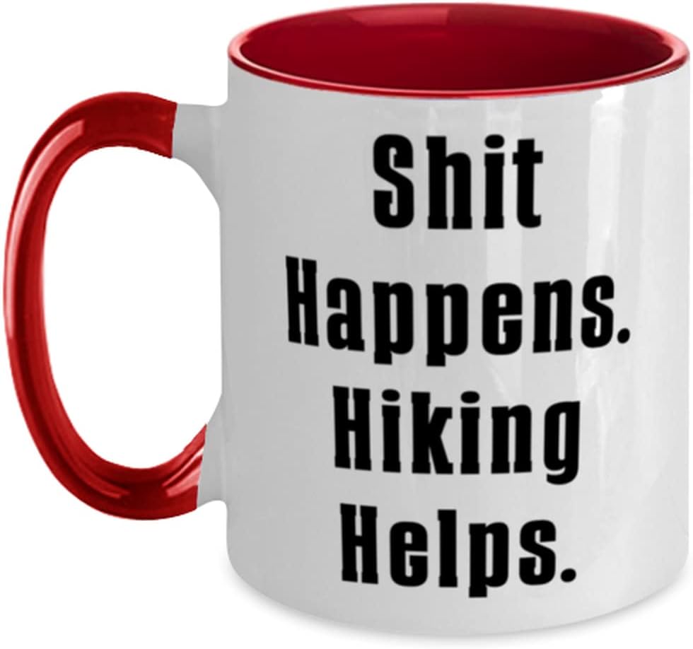 Shit Happens. Hiking Helps., Hiking, New Gifts For Hiking Ceramic Mug