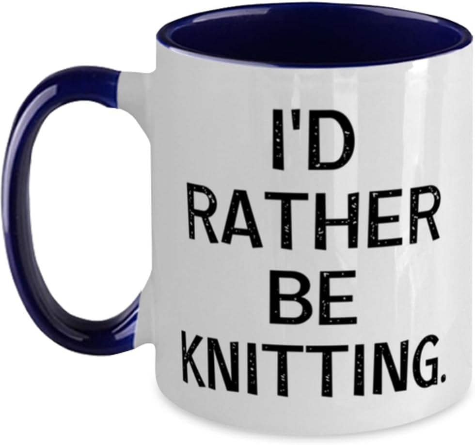 Fun Knitting Gifts, I'd Rather Be Knitting, Fancy Birthday Ceramic Mug