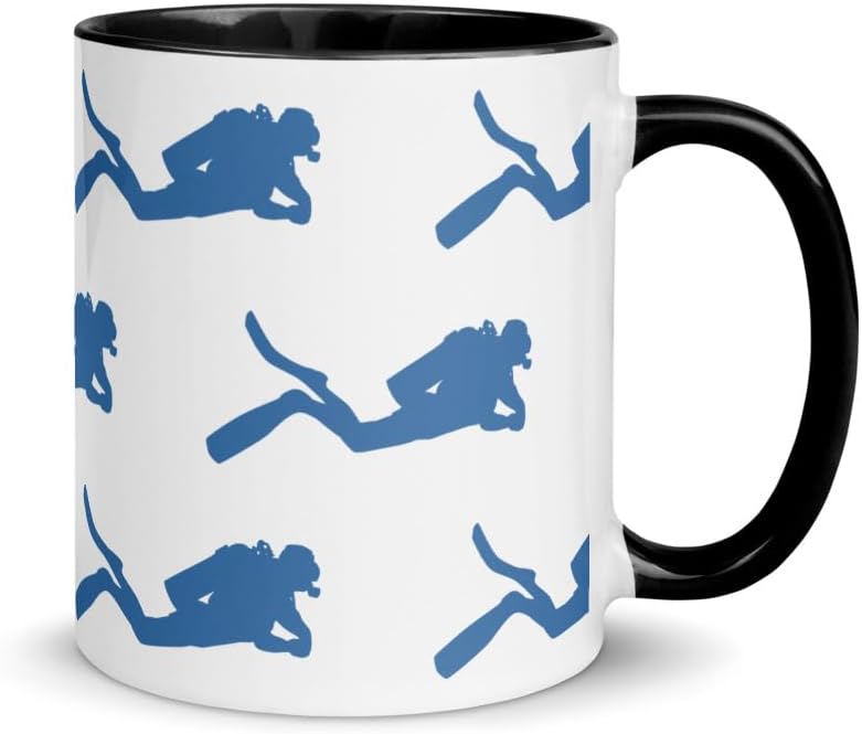 Scuba Diver With Color Interior Ceramic Mug