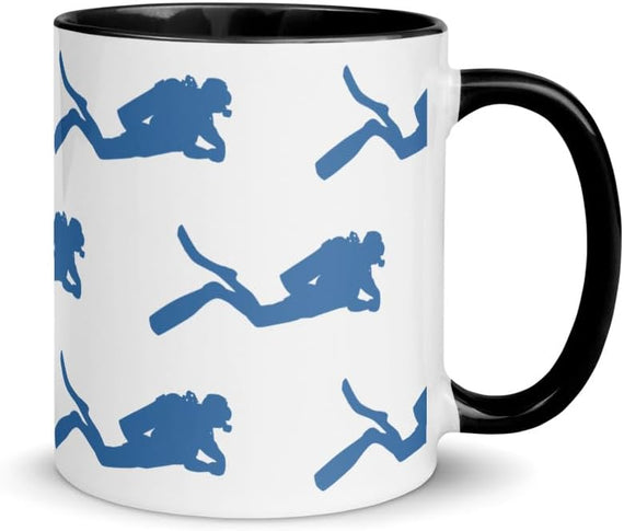 Scuba Diver With Color Interior Ceramic Mug