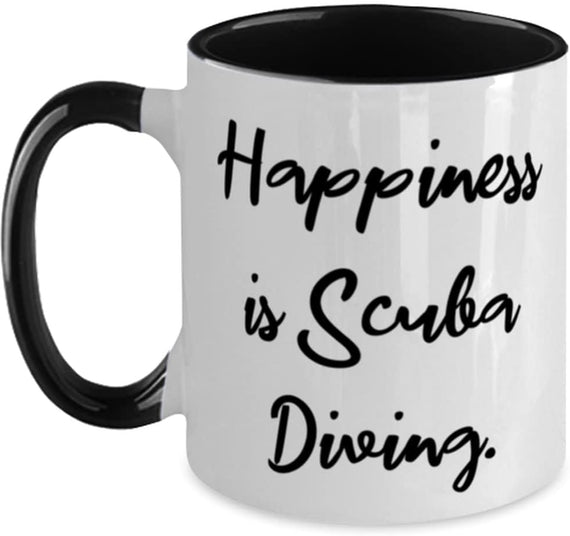 Happiness Is Scuba Diving Script Quote Ceramic Mug