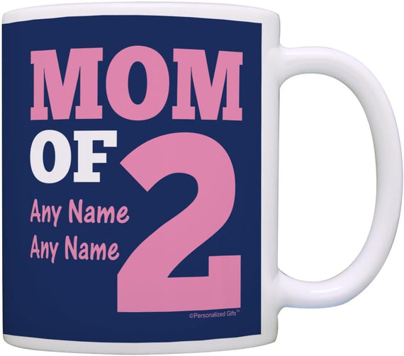 Mom Personalized Mom Of 2 With Custom Names Christmas Ceramic Mug