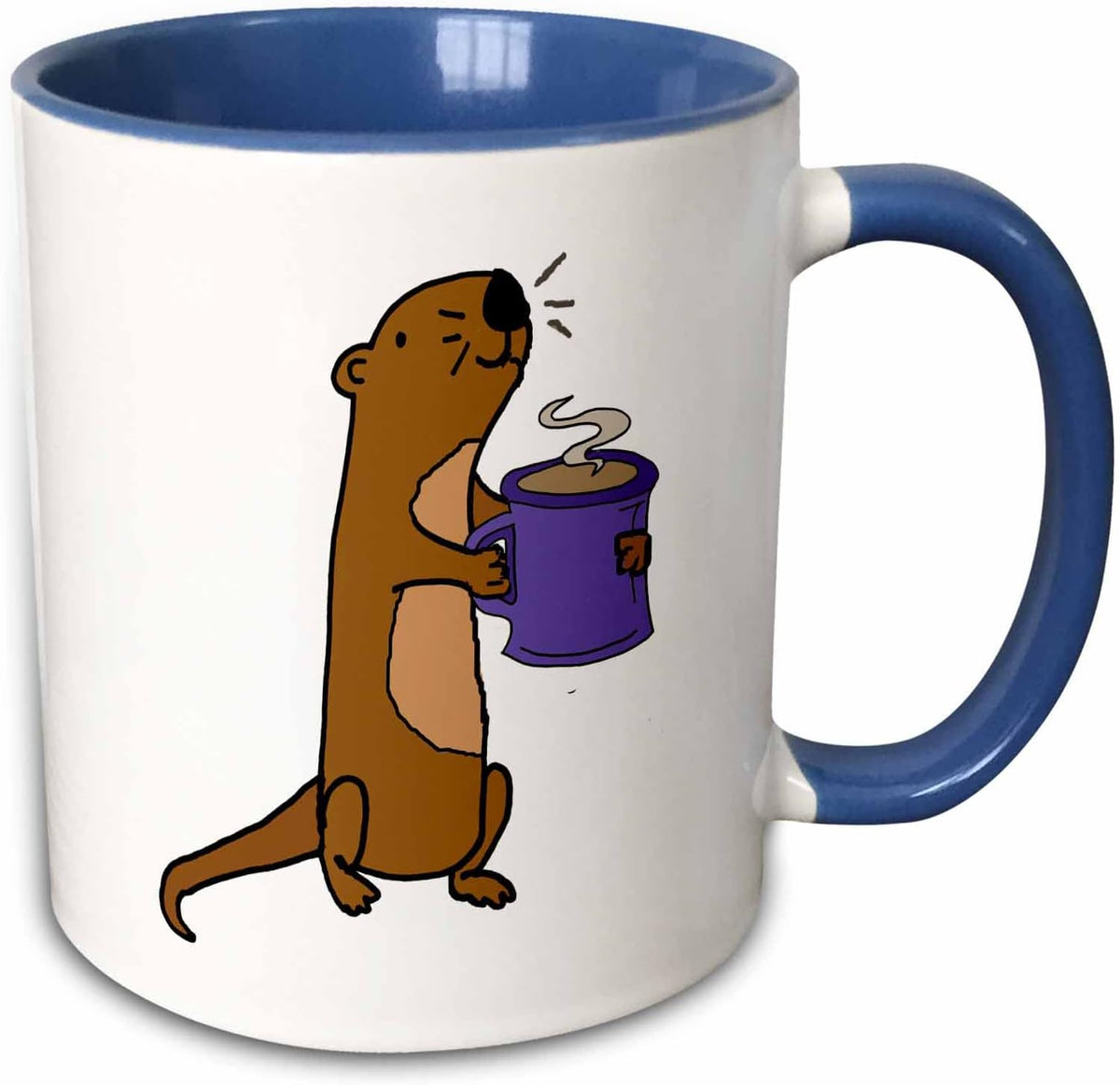Funny Cute Sea Otter Drinking Coffee Ceramic Mug