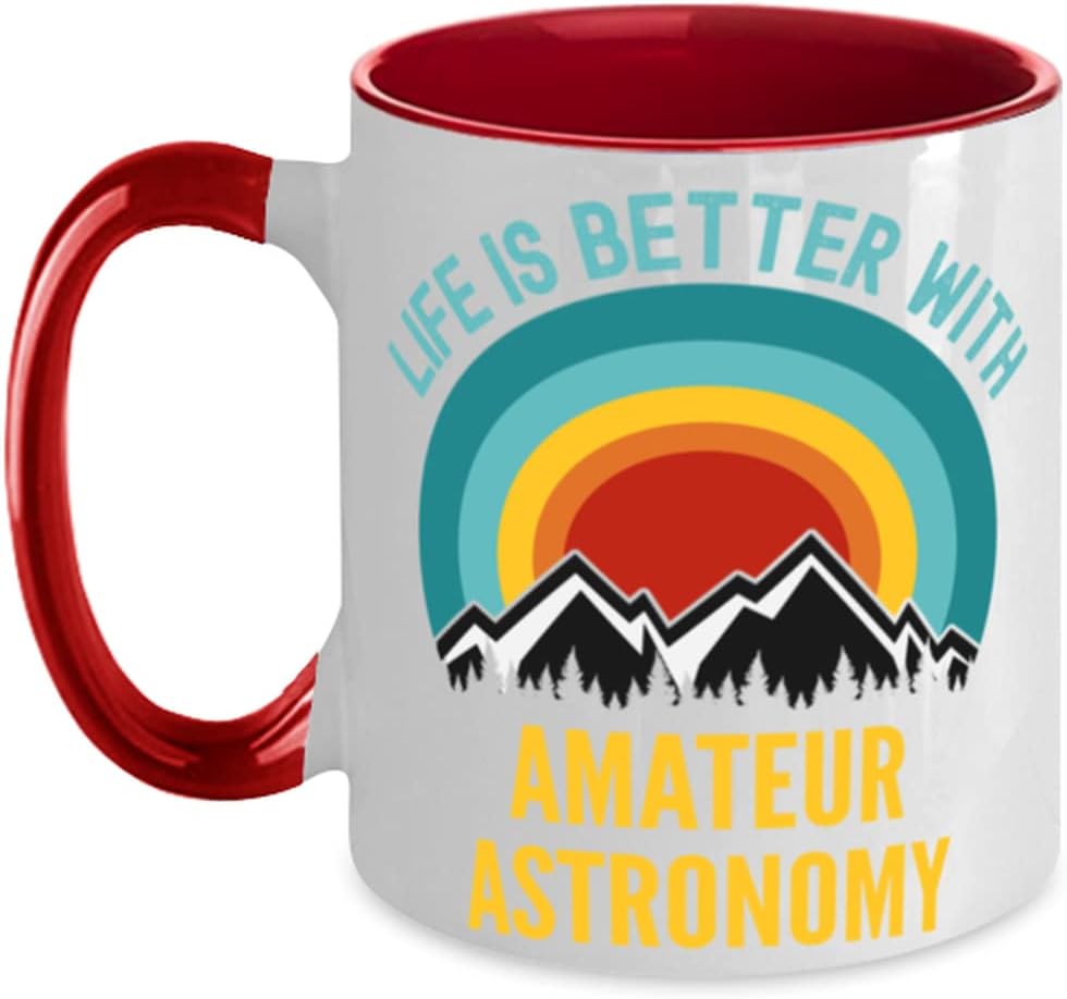 Life Is Better With Amateur Astronomy, Red Ceramic Mug