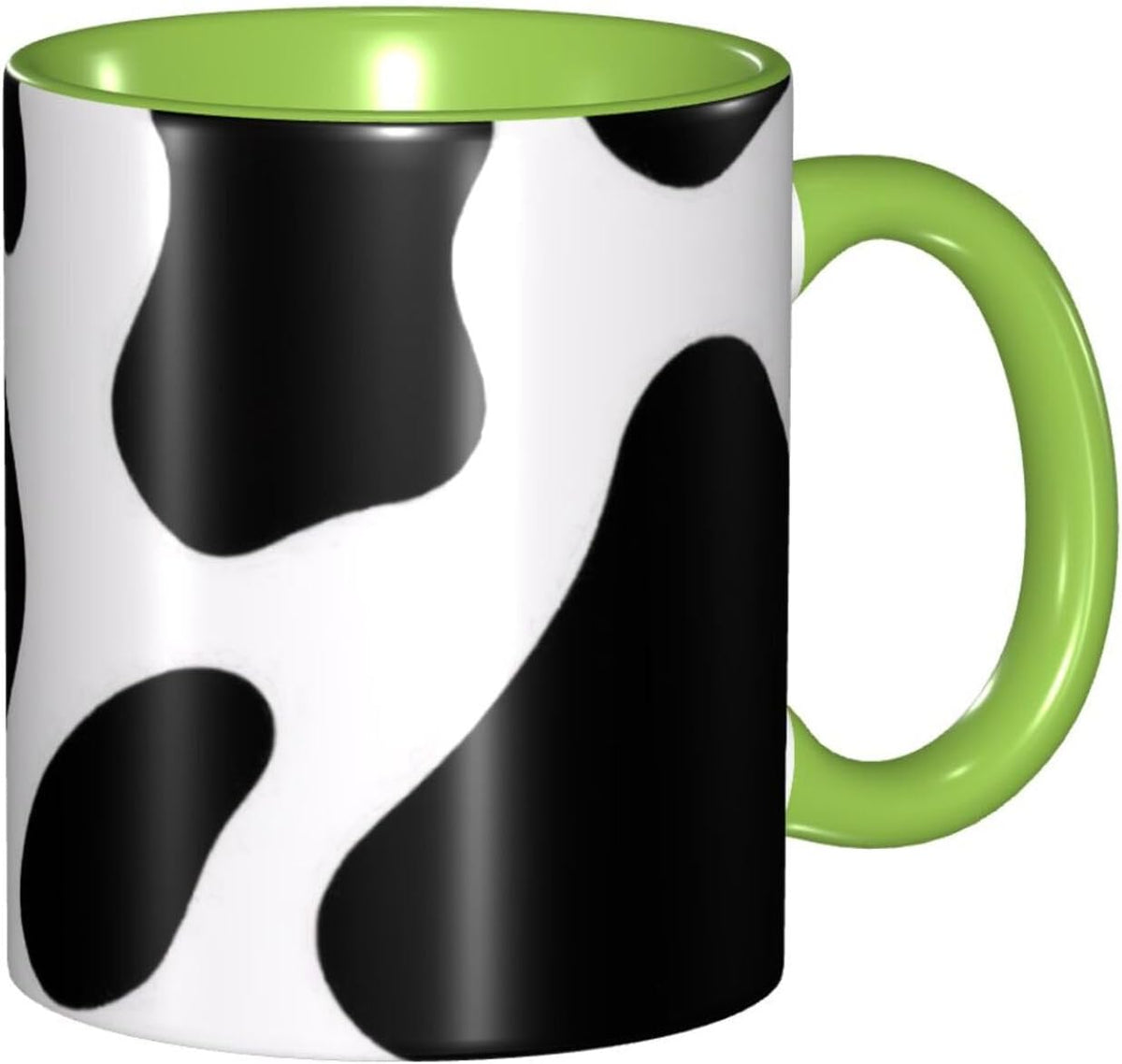 Stylish Cow Spot Printed, Colorful Inside Coffee, Double Ceramic Mug