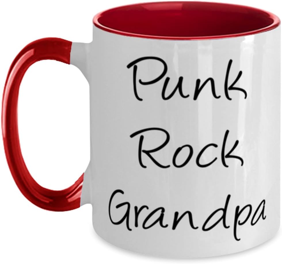 Best Grandpa Gifts, Punk Rock Grandpa From Grandson, Gifts Ceramic Mug