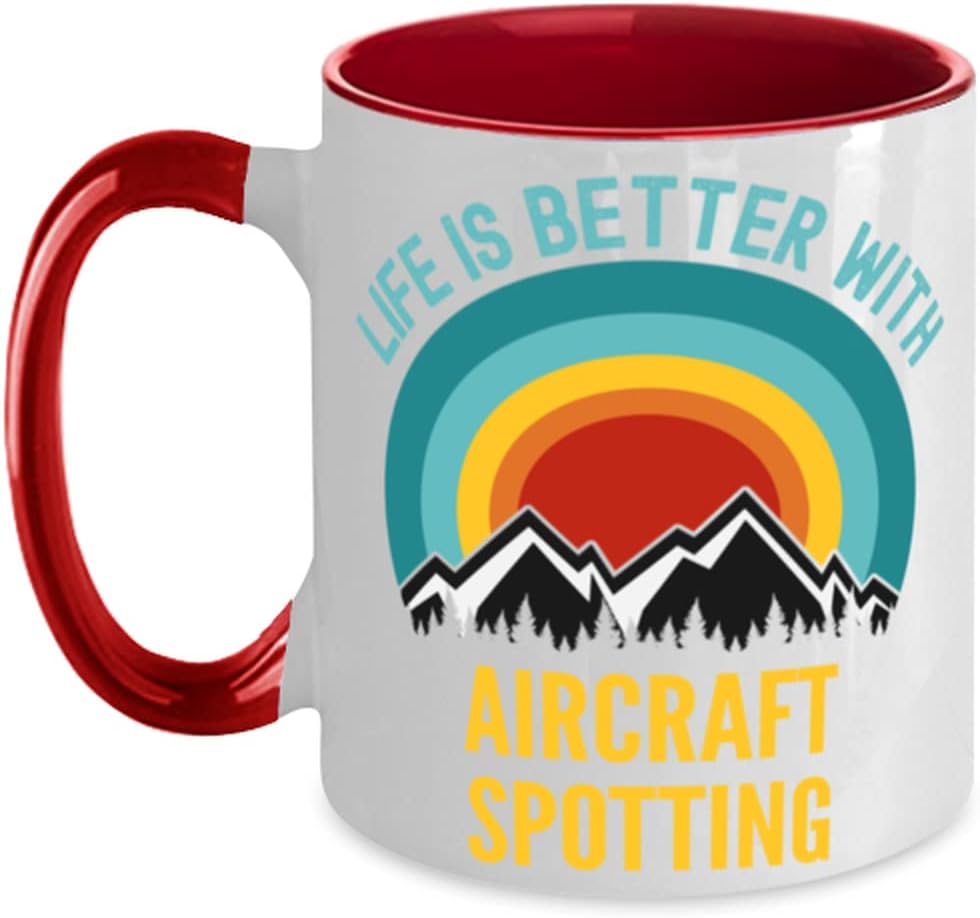Life Is Better With Aircraft Spotting, Red Ceramic Mug