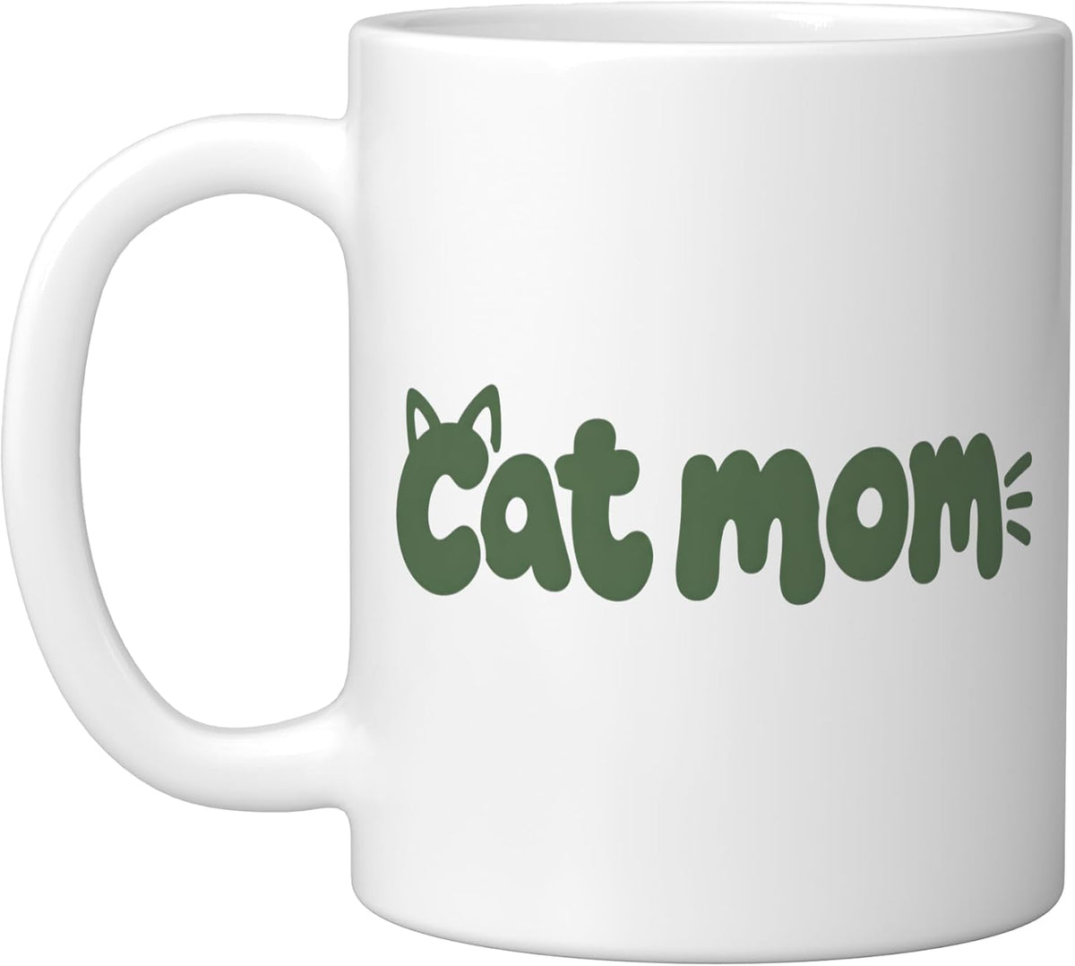Cat Mom Bubbly Letters With Cat Ears And Whiskers Ceramic Mug