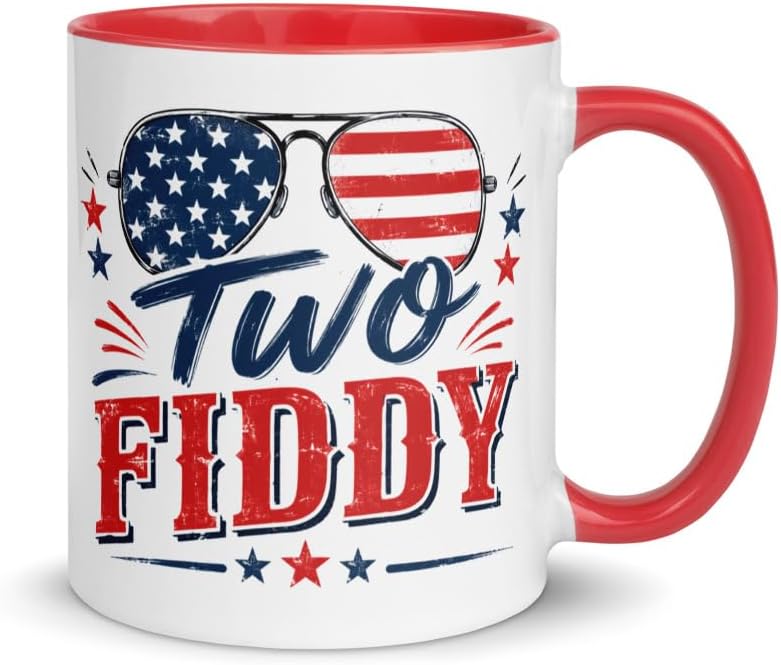 Two Fiddy America 250 4th Of July Mug With Color Inside Ceramic Mug