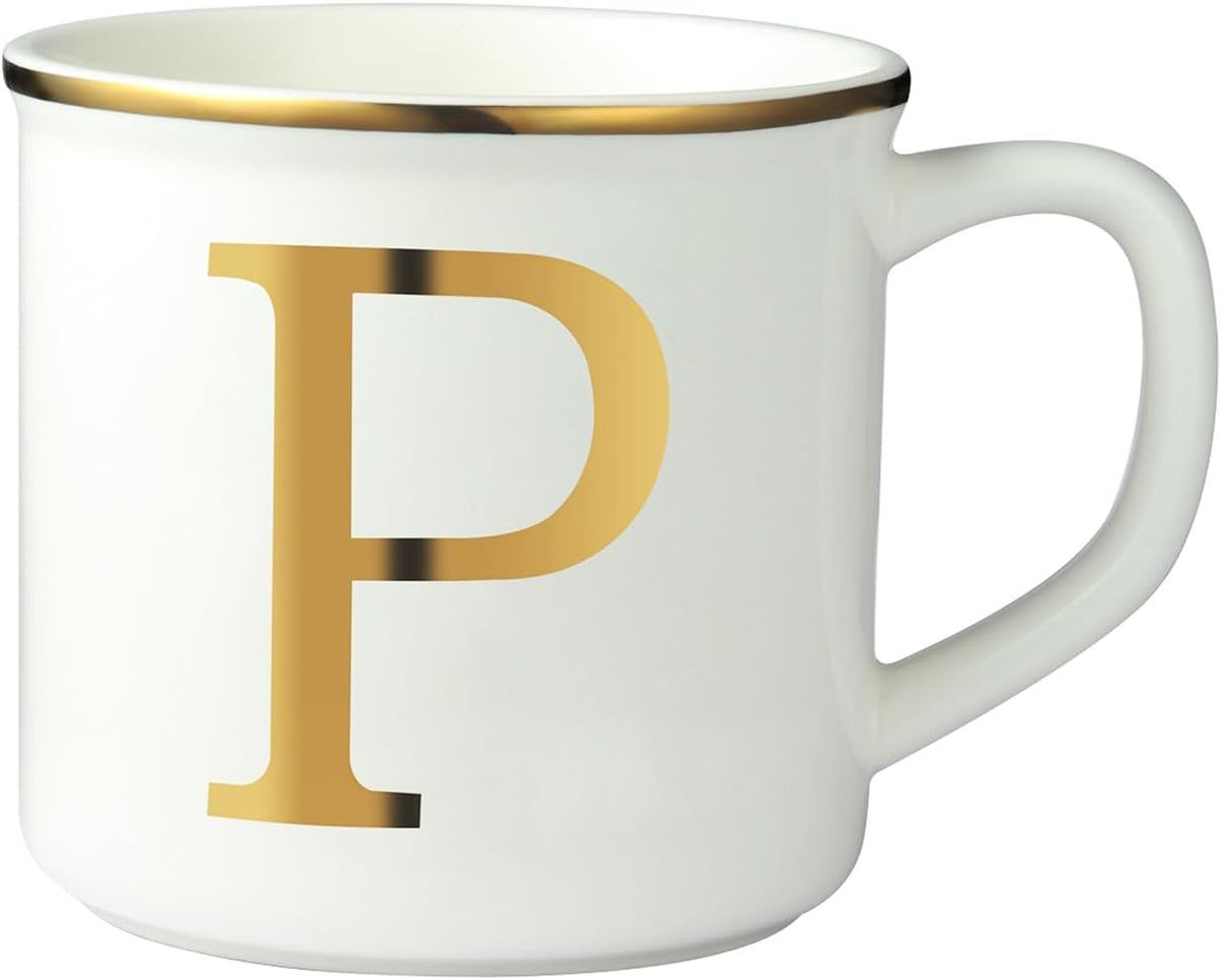 Miicol Personalized Monogram, Ceramic Initial P, Gold Ceramic Mug