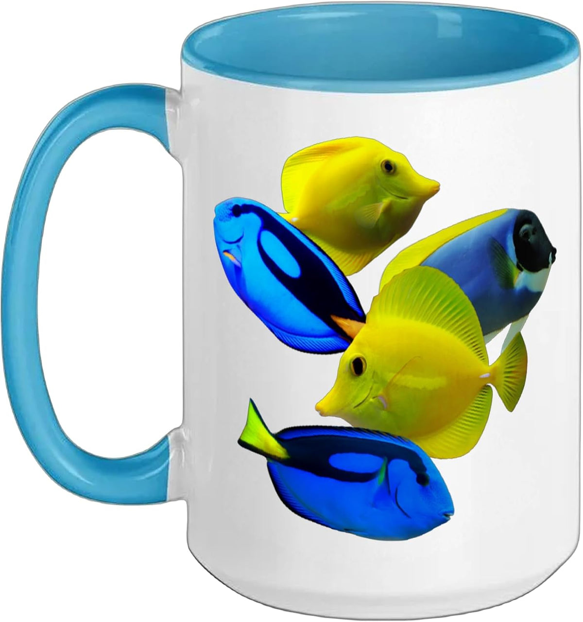 Blue Tangs Yellow Tangs Saltwater Reef Aquarium Fish Tank Ceramic Mug