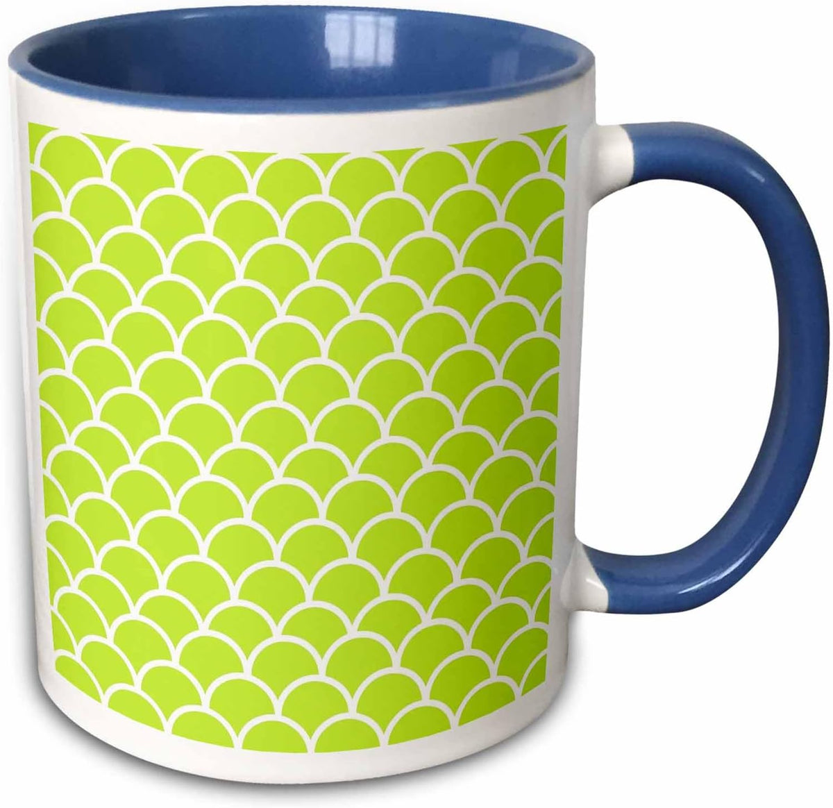 Lime Green Fish Scale Pattern - Contemporary Ceramic Mug