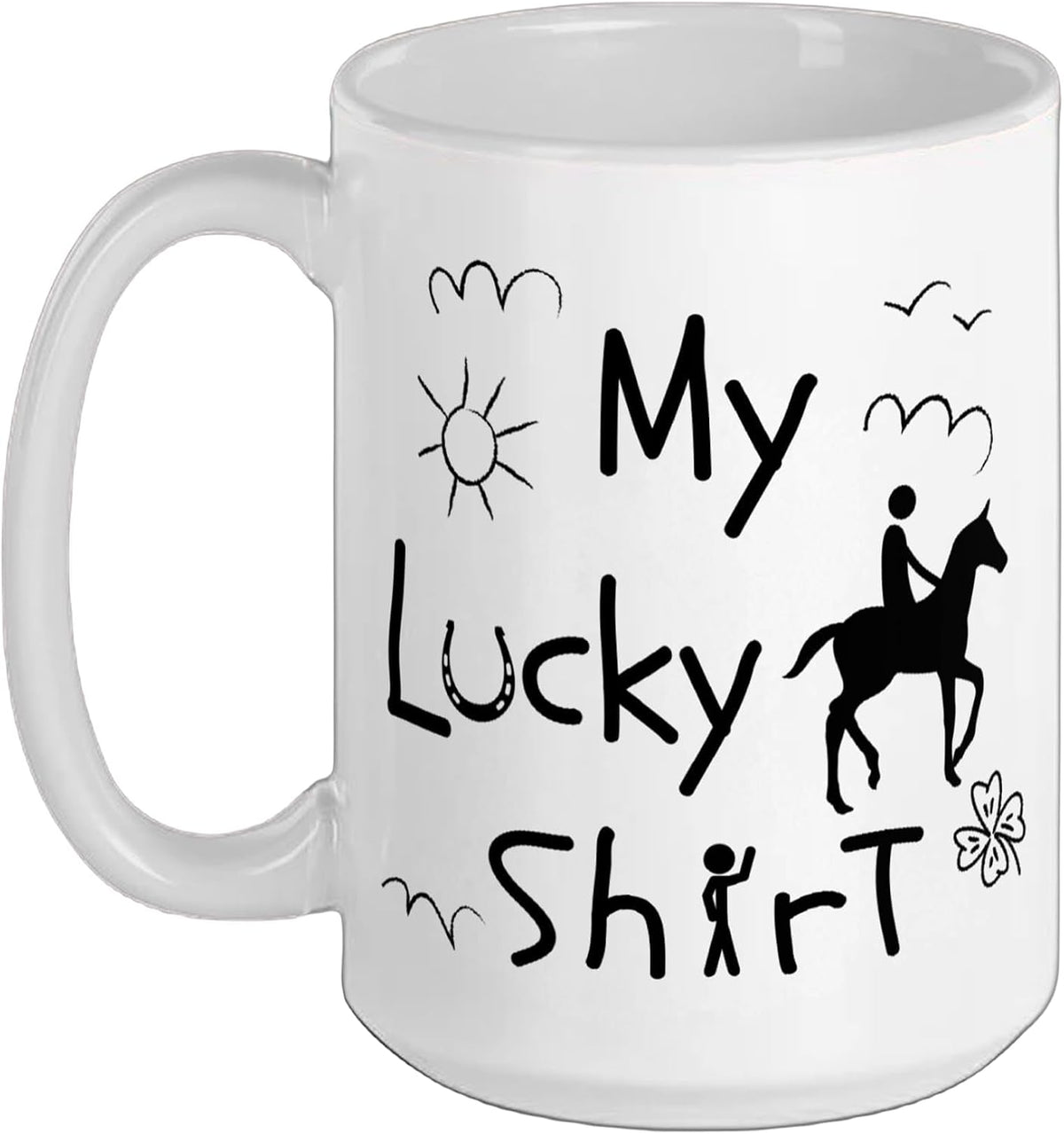 My Lucky Shirt Horse Rider Kids Doodle Drawing Ceramic Mug