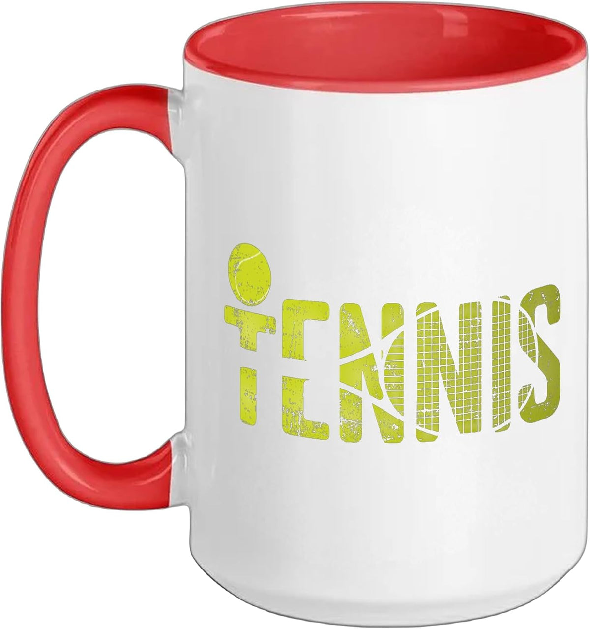 Tennis Net Text Overlay Ceramic Mug