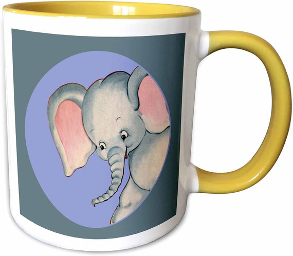 Little Elephant In Circle Of Blue Ceramic Mug