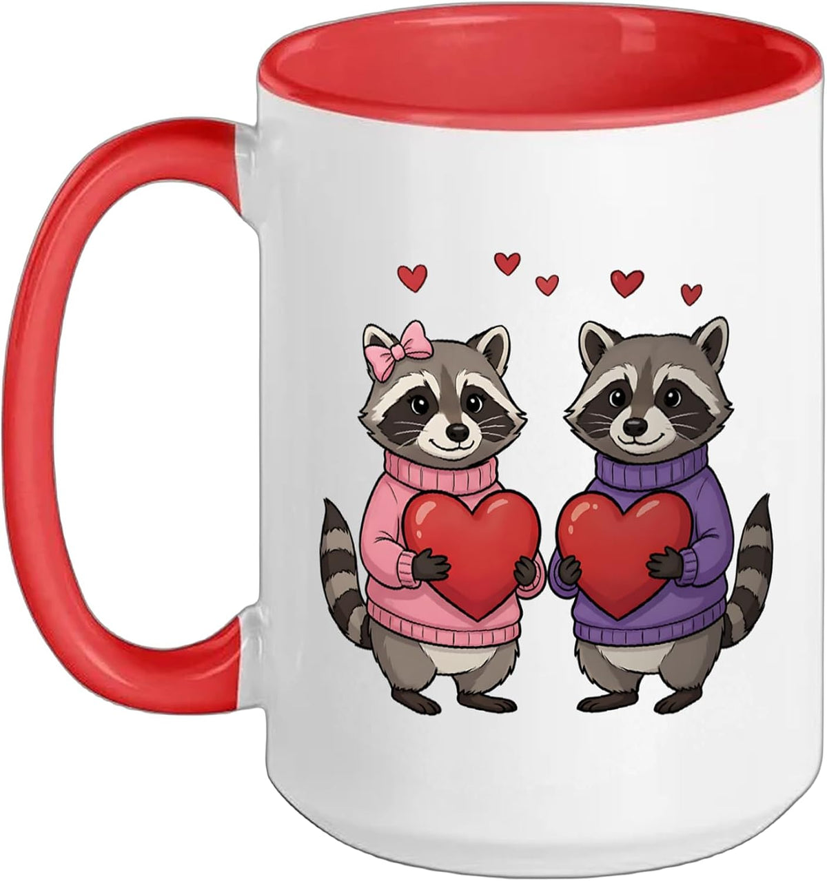 Cute Feral Raccoon Valentine Love Heart Animal Ceramic Mug