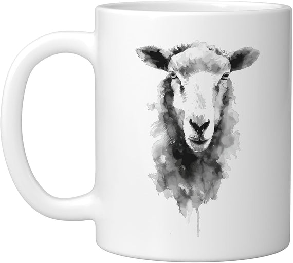 Sheep Watercolor, White Ceramic Mug