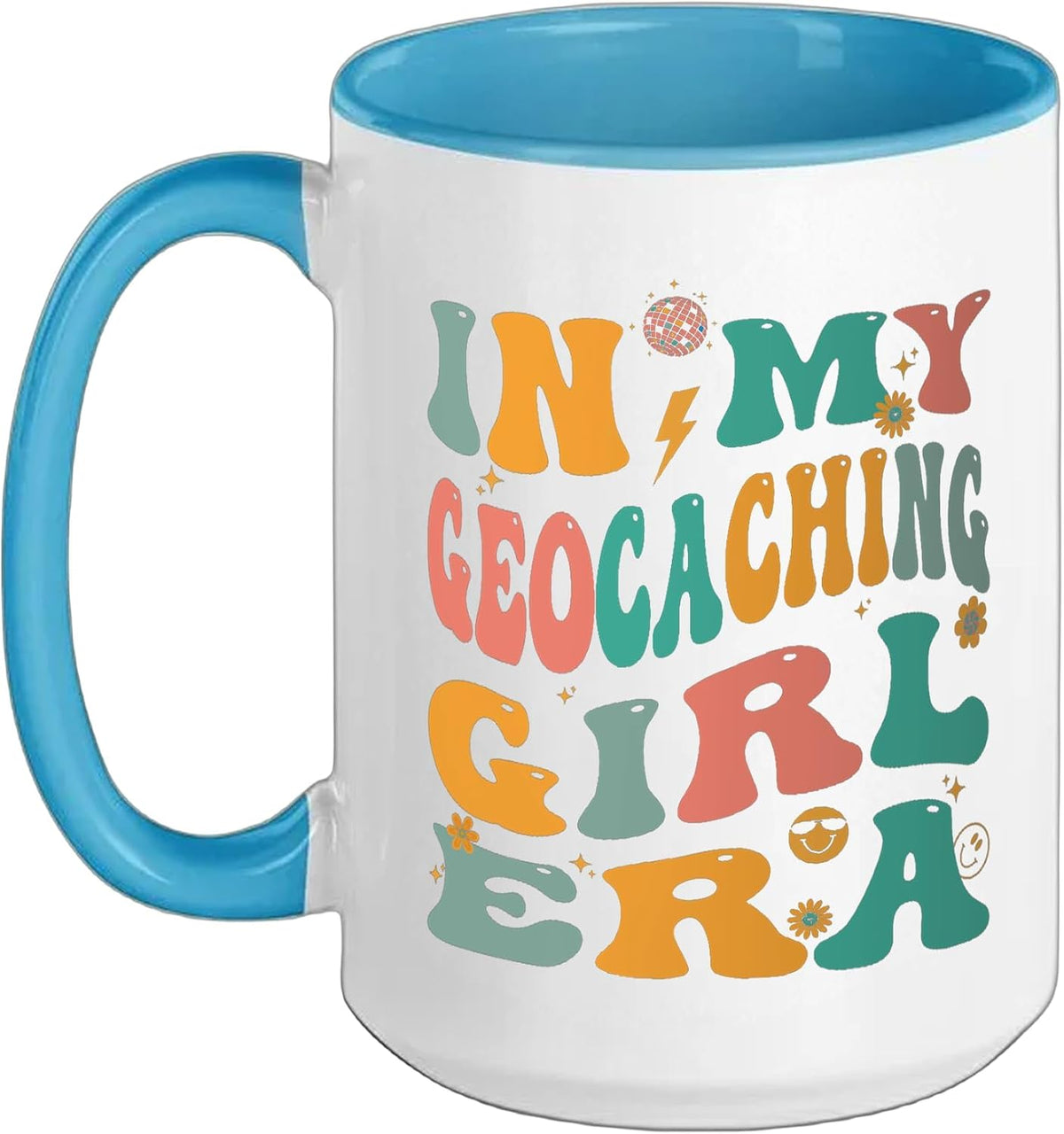 Retro Geocaching Girl Groovy Geocacher Ceramic Mug