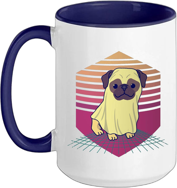 Pug Ghost Vintage Halloween Ceramic Mug