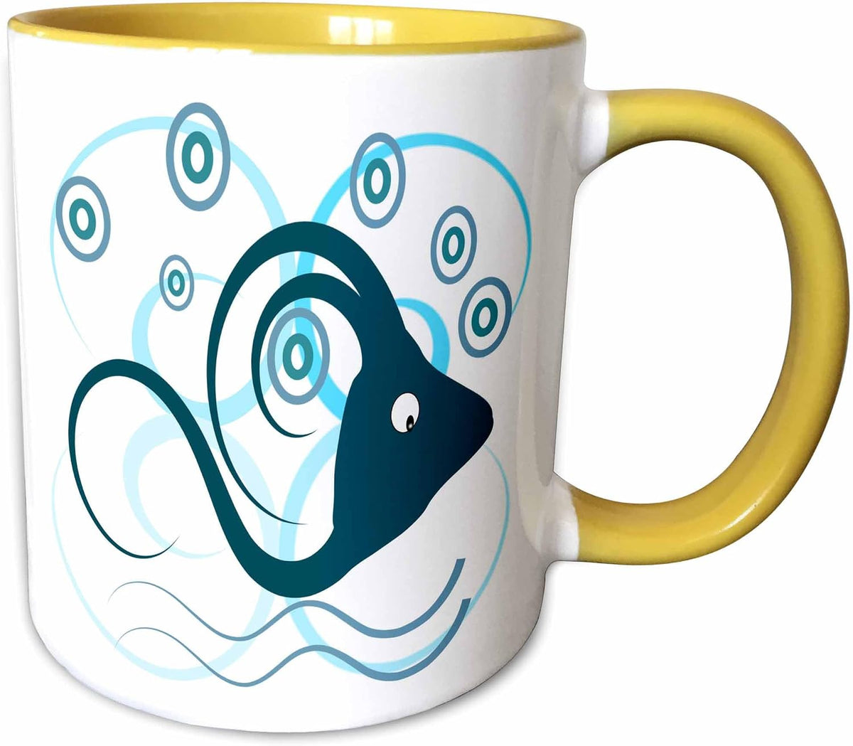 Abstract Fish Design In Blues Ceramic Mug
