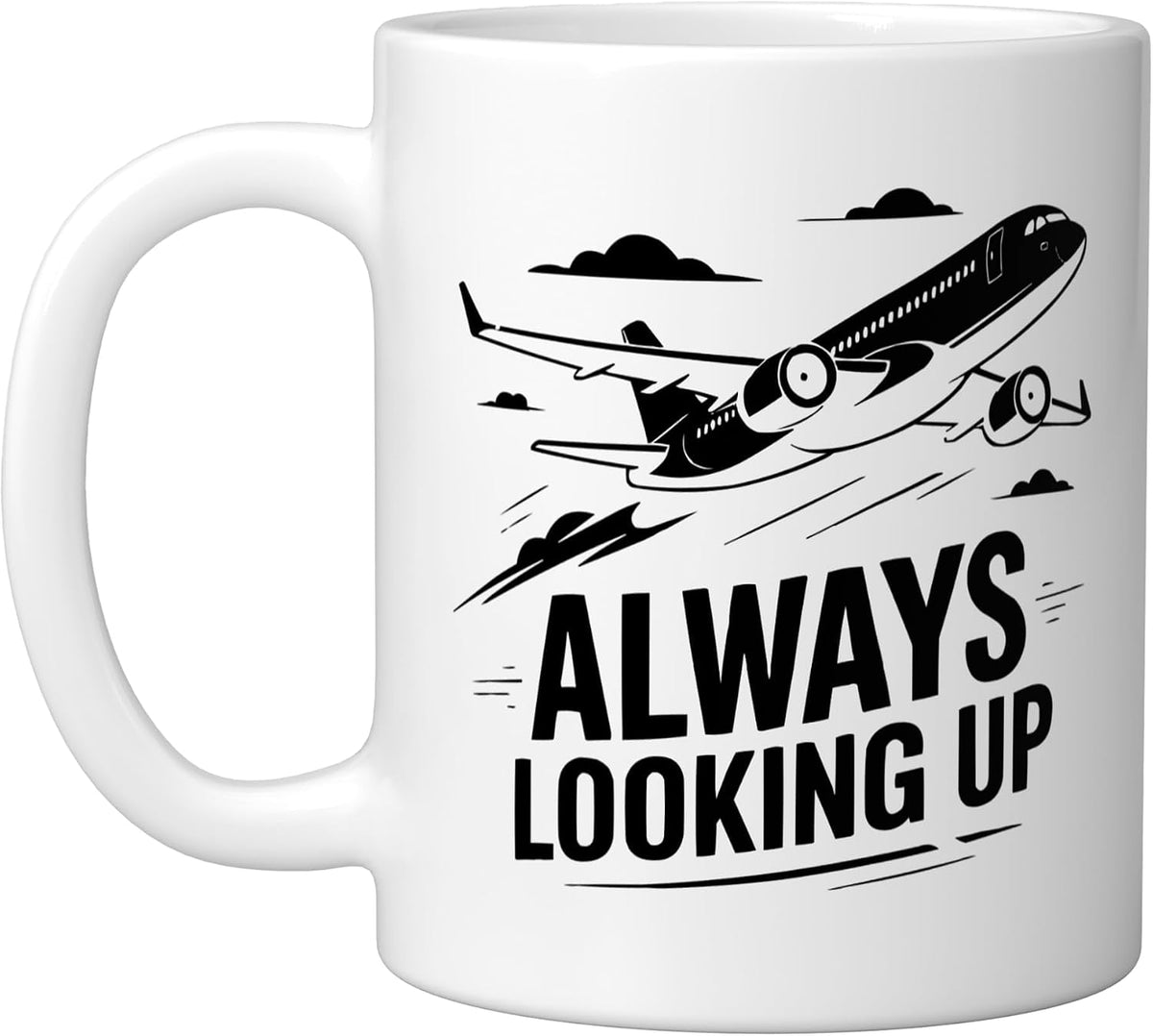 Always Looking Up Airplane Spotter Ceramic Mug