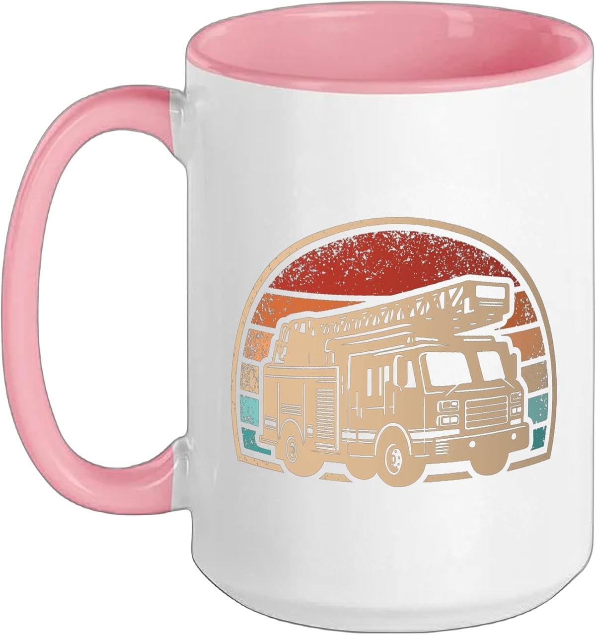 Retro Firefighter Fire Department Fire Truck Men Boys Ceramic Mug