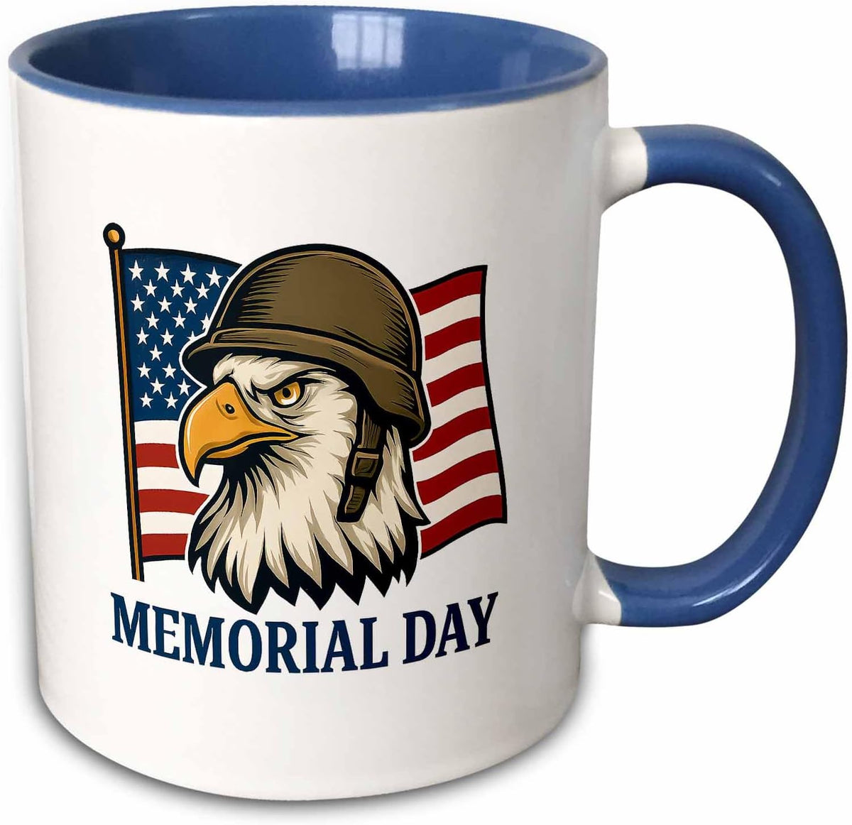 Memorial Day American Eagle Military Helmet Ceramic Mug