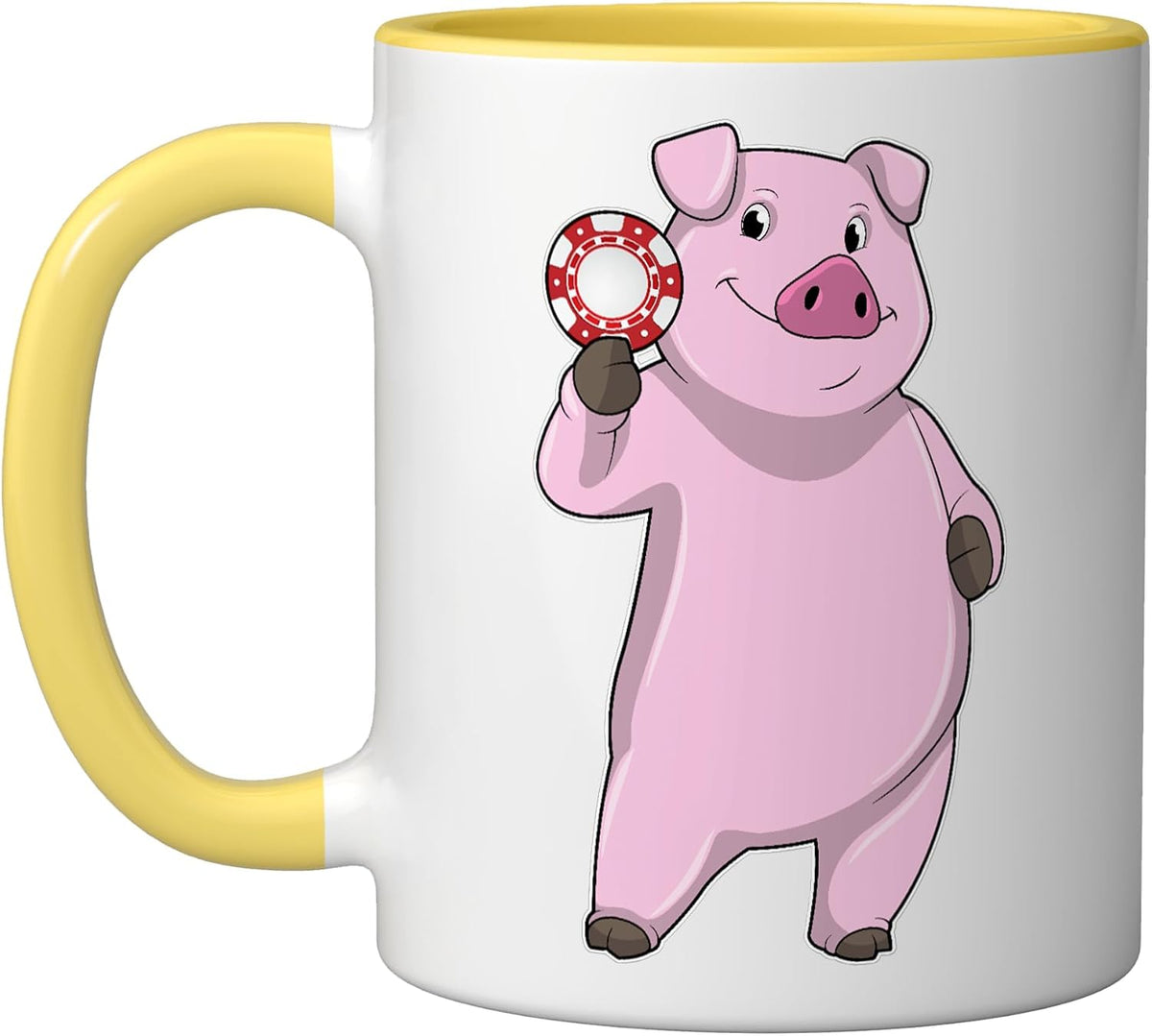 Pig Poker Chips Card Game Ceramic Mug
