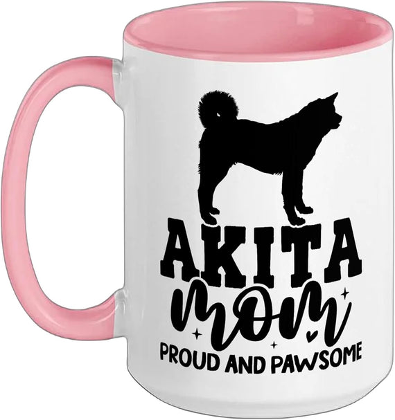 Akita Mom Proud And Pawsome Akitas Dog Mother Christmas Ceramic Mug