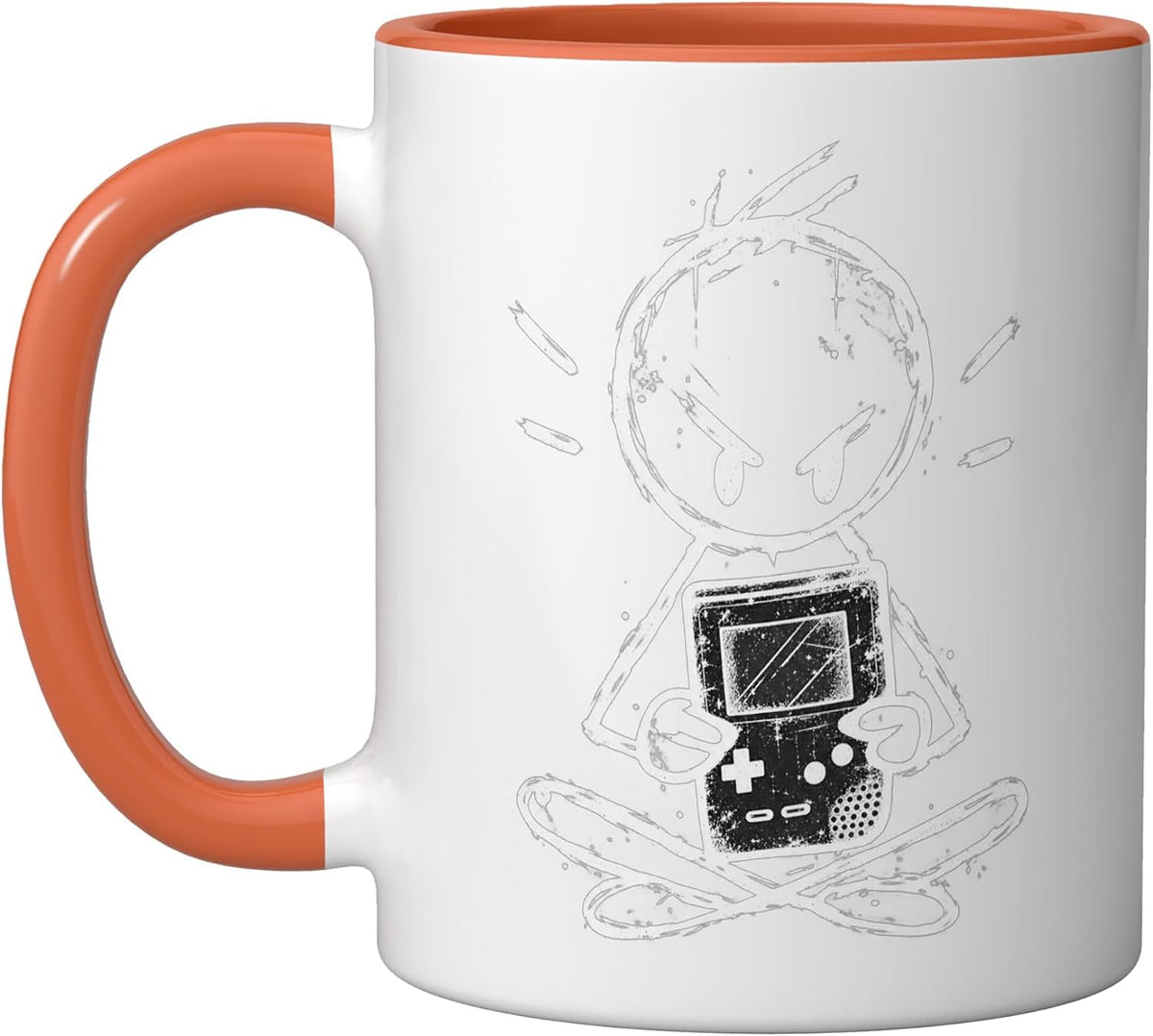 Retro Gamer Stick Figure Handheld Console Video Game Ceramic Mug