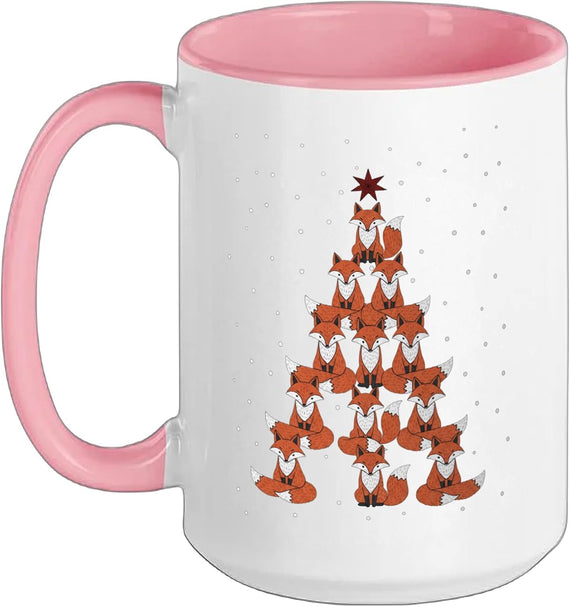 Fox Christmas Tree Cute Foxes Holiday Kids Boys Festive Ceramic Mug