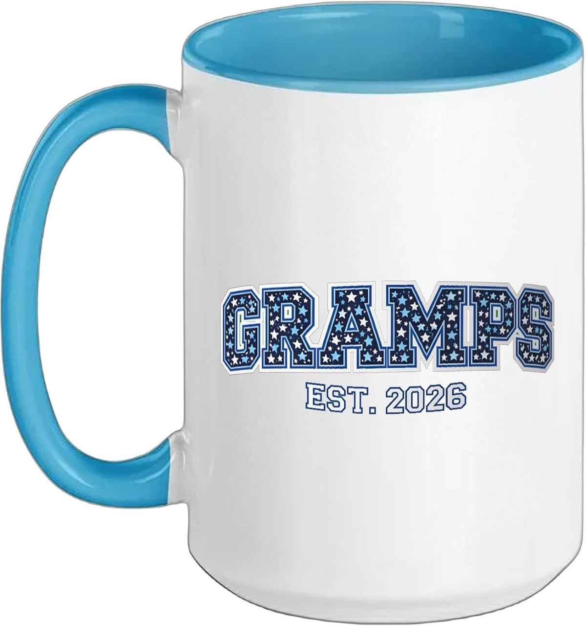 Gramps Est. 2026 Blue Color Star Pattern New Grandpa Ceramic Mug