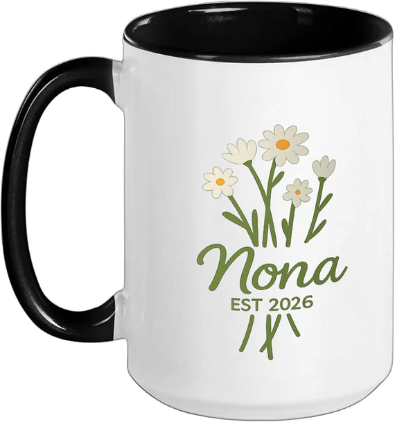 Nona Est 2026 Daisy Floral Grandma Ceramic Mug