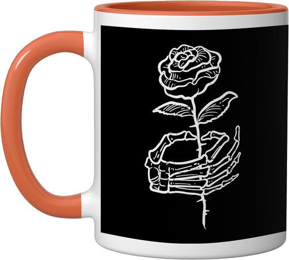 Halloween Skeleton Hand Rose Goth Costume Women Men Kids Boy Mug