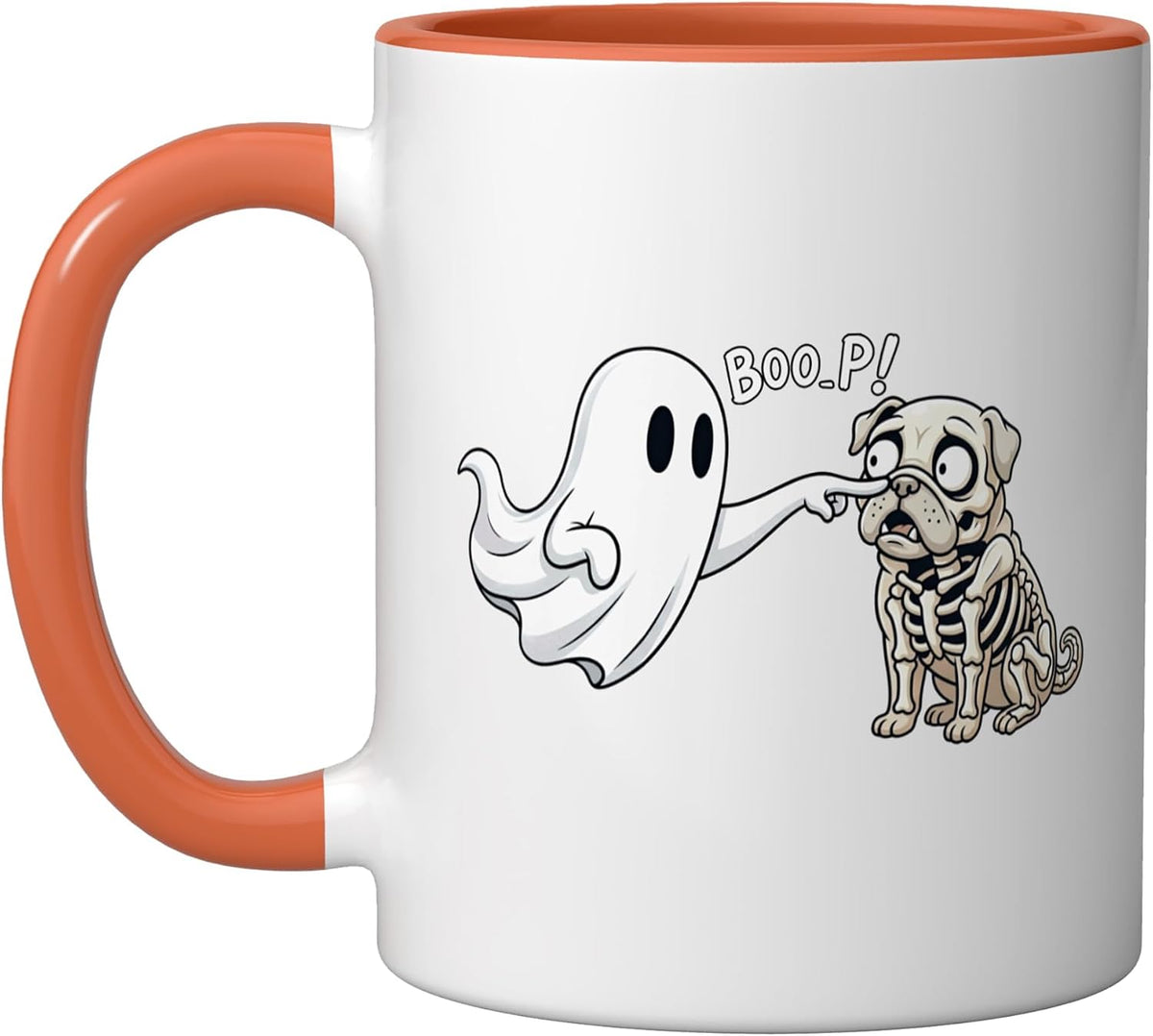 Pug Boo-P Ghost Skeleton Halloween Kids Mens Womens Ceramic Mug
